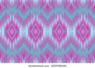 Pastel Blue and Pink Ikat Pattern with Diamond Motifs, Perfect for Serene Wall Decor and Soft Textile Projects Wallpaper and Calm Backdrops