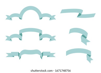 Pastel Blue ribbons isolated on white background.Vector ribbon banners
