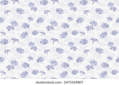 Pastellblaues nahtloses Muster mit abstrakten Formen floral. Kreative einfache ditsy Blumen Druck auf einem hellen Hintergrund. Vektorgrafik Handzeichnung Skizze. Vorlage für Designs, Gewebe, Textilien