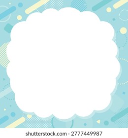Pastel blue sky and fluffy cloud frame illustration