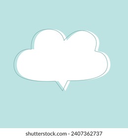Pastel Blue Thought Bubble Doodle Vector: Creative Design for Pensive Thoughts
