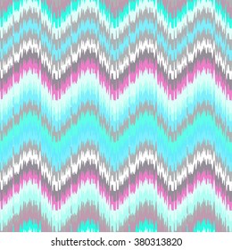 Pastel blue traditional ikat ornament. Vector zig zag gradient seamless pattern.