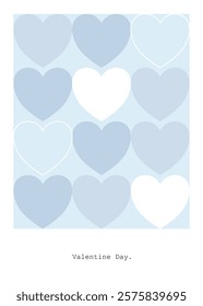 Pastel Blue White Valentine Greeting Postcard Minimalist Design Printable 