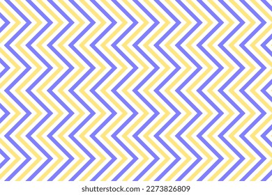 Patrón de rayas de onda de zigzag azul y amarillo pastel sobre fondo blanco. Ilustración vectorial para diseño web o impresión para tela, embalaje, papel tapiz. Patrón de baldosas de cerámica en pared y suelo.