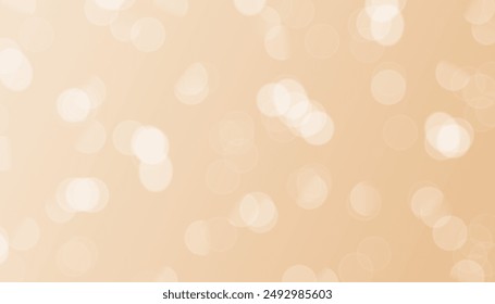 Pastel blurry bokeh or gold abstract background pattern. Light from a beige photographic flash Elegant sparkling circle wallpaper for celebration. Glittering, beautiful, luxurious surface patterns