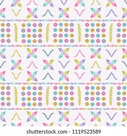 Pastel Boho Daisy Flower Seamless Pattern, Hand Drawn Floral Illustration for Feminine Fashion Prints,  Wallpaper, Stationery, Home Decor, Gift Wrap & Pretty Web Backgrounds, Vector Surface Design