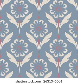 Pastel boho Floral brush repeat pattern, Floral Block print , Retro flower ink design,Floral ogee pattern,medallion,Art deco pattern digital print seamless background.abstract geometrical wallpaper.