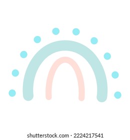 Pastel boho rainbow with circles. Scandinavian print for baby shower, nursery, playroom, birthday, children's party and other.
