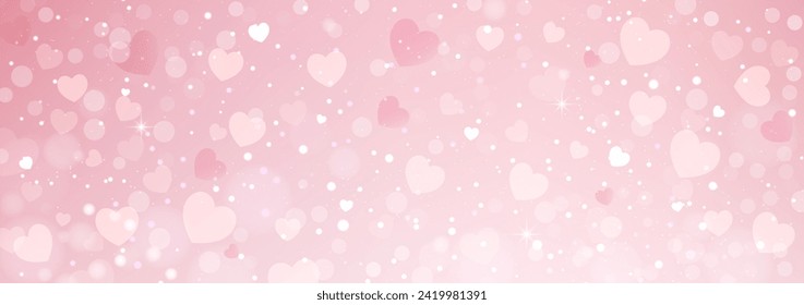 Pastel bokeh lights on blurred background. Pink bokeh lights background. Abstract heart shaped  bokeh background.