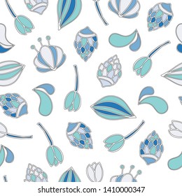 Pastel botanical seamless pattern. Floral vector pattern for batik design, background, wallpaper