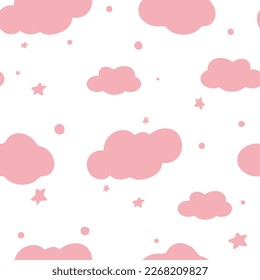 pastel bright colors, on a beautiful background, for printing textiles, web design, social networks. Vector pattern with peas, circles, abstract stars on a pink background. For girls, kids.EPS10.