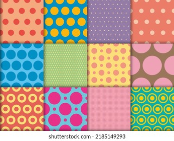 Couleurs pastel et lumineuses polkadot ensemble de motifs harmonieux collection