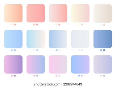 Pastel bright set of gradients background swatches. Nature multicolor beige purple orange pink blue lilac gradients. Modern screen vector design for mobile app. UI UX soft color abstract gradients.