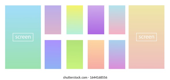 Pastel Bright Soft Color Gradient Background. Samples For Design. Vector Backdrop.