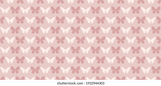 Pastel brown butterfly seamless repeat pattern background, vector silhouette