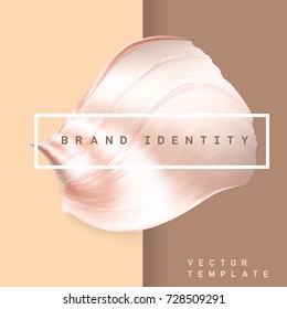 Pastel brown color metallic twisted smear. Glossy gradient futuristic shape. Shiny bent foil creative banner. Eps10 vector. 