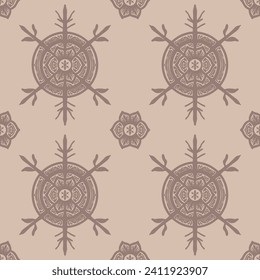 pastel brown shade seamless pattern with snowflakes.  design for background,carpet,wallpaper,clothing,wrapping,fabric,Vector illustration.