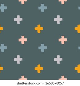 Pastel brush crosses seamless pattern. 