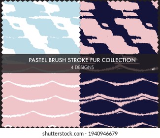 Pastel Brush stroke fur collection includes 4 design swatches for fashion prints, homeware, graphics, backgrounds
