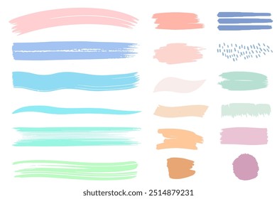 Pastel brush strokes. Set of hand drawn backgrounds and brush strokes in pastel colors. Colorful brushstroke. 