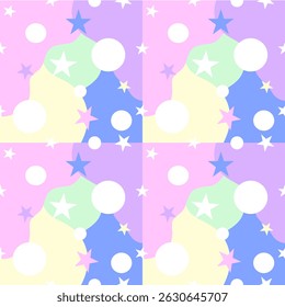 Pastel bubble and star pattern, design for ad, banner and wrapping gifts.