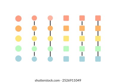 Pastel bullet point list set. Business, schedule, planner, note, reminder, journal, organizer concepts. Flat decorative vector design isolated illustration.