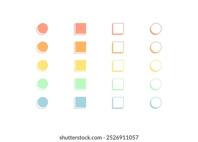 Pastel bullet point list set. Business, schedule, planner, note, reminder, journal, organizer concepts. Flat decorative vector design isolated illustration.
