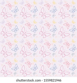 Pastel butterfly sealmess vector pattern