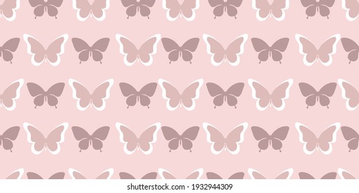 Pastel butterfly seamless repeat pattern background, butterfly vector silhouette