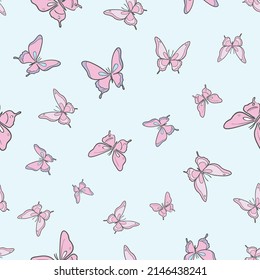 Pastel butterfly seamless repeat pattern design, cute butterfly vector wallpaper. 