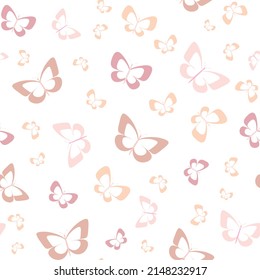 Pastel butterfly seamless repeat pattern design, cute butterfly vector wallpaper. Girly spring background.