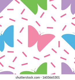Pastel Butterfly and Sprinkles seamless vector repeat pattern
