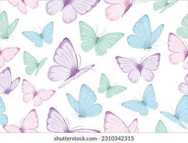 pastel butterly hand drawn design vector