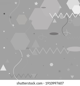 Pastel Calm White Vector Illustration. Monochorome Gray Modern Style Simple Hipster Art. Calm Gray Black Modern Art Pattern. Shadows White Pastel Digital Grey Geometrical Modern Design.