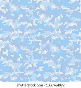 Pastel Camouflage Seamless Pattern - Pastel light blue camouflage repeating pattern design