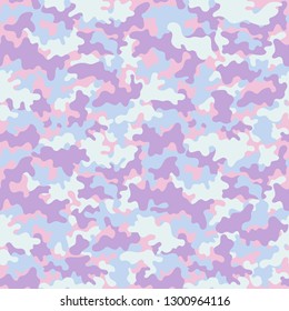 Pastel Camouflage Seamless Pattern - Pastel pink, purple, and blue camouflage repeating pattern design