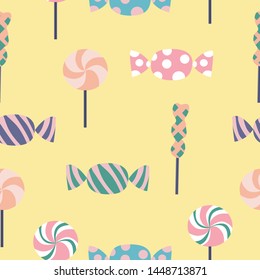 Pastel candies in a seamless pattern design, that can be used both on the web or in print for surface design