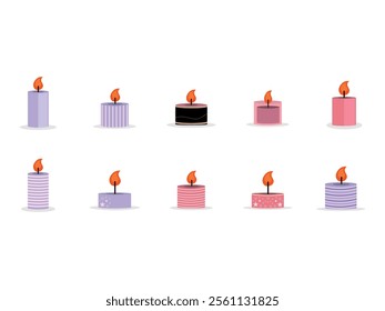 Pastel Candle Illustration Element Set