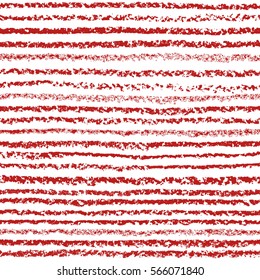 Pastel chalk crayon red seamless pattern with stroke stripes on white. Repeat straight stripes texture hand drawing vector background for design.