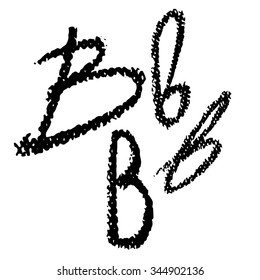 Pastel chalks alphabet, hand drawn ABC: letter B