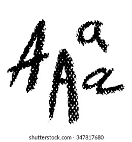 Pastel chalks alphabet, hand drawn ABC: letter A