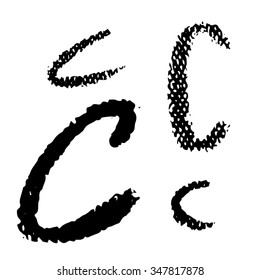 Pastel chalks alphabet, hand drawn ABC: letter C