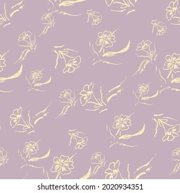 A pastel chalky flower sketches vector pattern