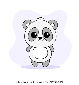 Pastel character with panda. Illustration for sticker, postcard, birthday invitation. Flat kawaii cute Panda Cartoon. Animal Icon Concept Isolated. Vector illustration