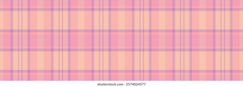 Pastel check fabric texture, back textile plaid seamless. Part vector tartan background pattern in light and red colors palette.