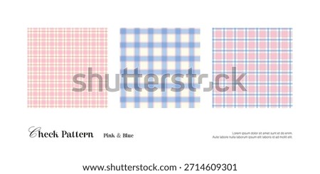 Pastel Check and Stripe Pattern Collection | Baby Blue Pink Mint Seamless Background
