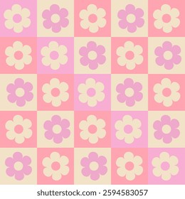 Pastel Checkered Floral Pattern Design