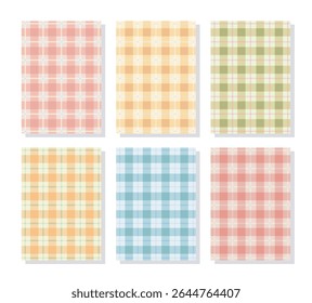 Pastel xadrez pastel padrão definido. Gingham bonito repetir. Decoração de festa e design têxtil de moda.