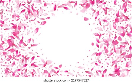 Pastel Cherry Petal Vector White Background. White Soft Flower Petal Poster. Peach Petal Springtime Banner. Blossom Apple Petal Design.