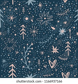 Pastel Christmas pattern. Ornate picture. It may be used for postcard, layout, greeting card, wall art, phone case, t-shirt